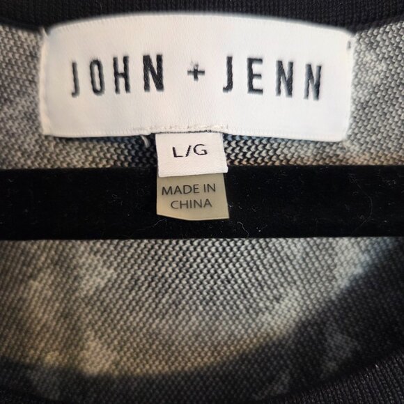 JOHN +JENN knit drop waist dress black and white geometric design size Large - Picture 3 of 6
